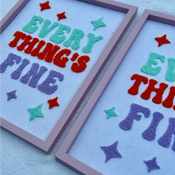 Everything’s Fine Embroidered Colorful Wall Art Decor 70’s Inspired Crocheted - Picture 11 of 12